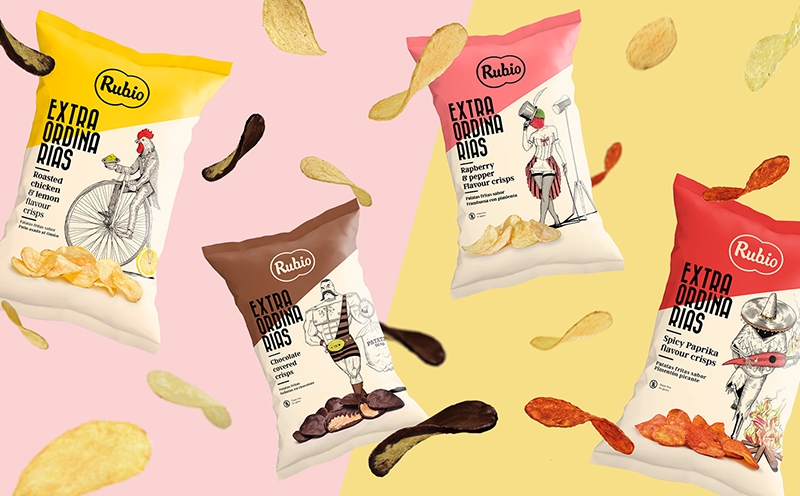 薯片包裝設(shè)計,休閑食品系列插畫包裝設(shè)計