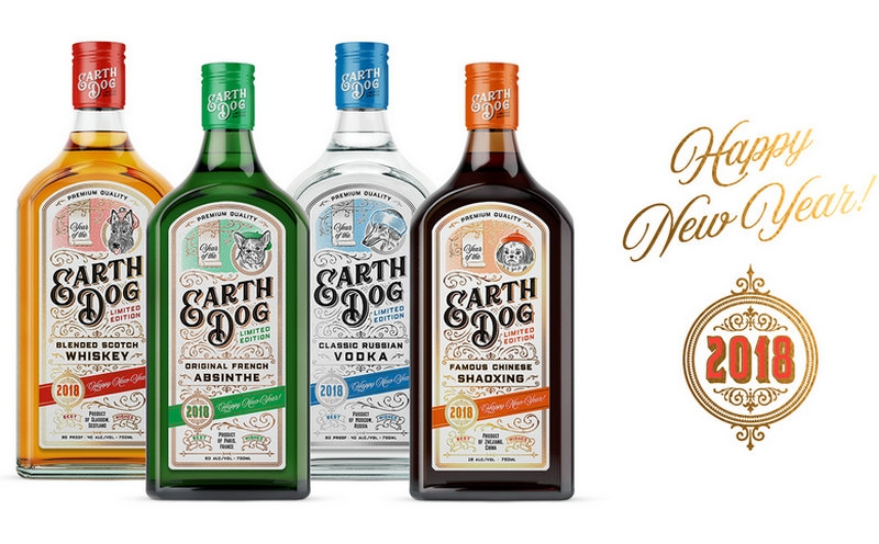 國外限量版酒水包裝設計靈感來自于2018年的象征–地球犬