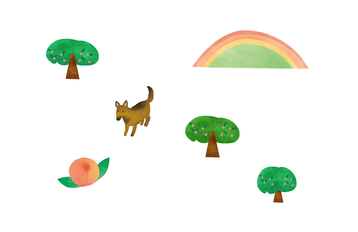 水蜜桃豐年祭禮盒包裝插畫 水蜜桃豐年祭禮盒包裝插畫