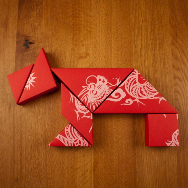 春節禮品盒包裝設計，新年七巧板的妙用