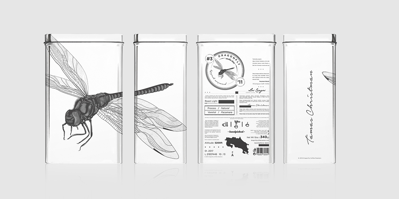 大自然的奇跡，蜻蜓主題的咖啡品牌包裝設計